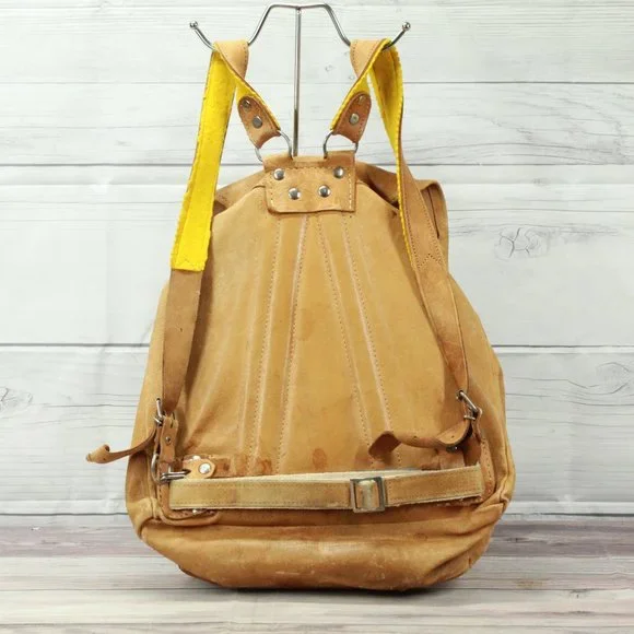 Vtg! JURA Brown Leather Patina Genuine School Bag Casual Backpack - Picture 9 of 11